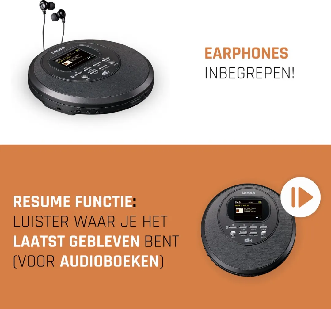 Lenco CD-500BK Draagbare CD-speler - DAB/FM/Bluetooth - Zwart - afbeelding 6 van 6