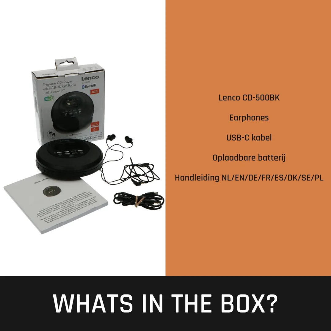 Lenco CD-500BK Draagbare CD-speler - DAB/FM/Bluetooth - Zwart
