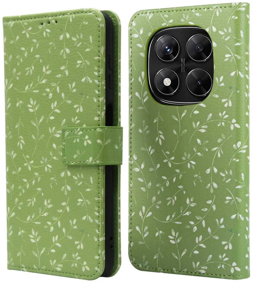Imoshion Hoesje Xiaomi Redmi Note 14 Pro Plus 5G - Green Flowers - 3 Pasjes