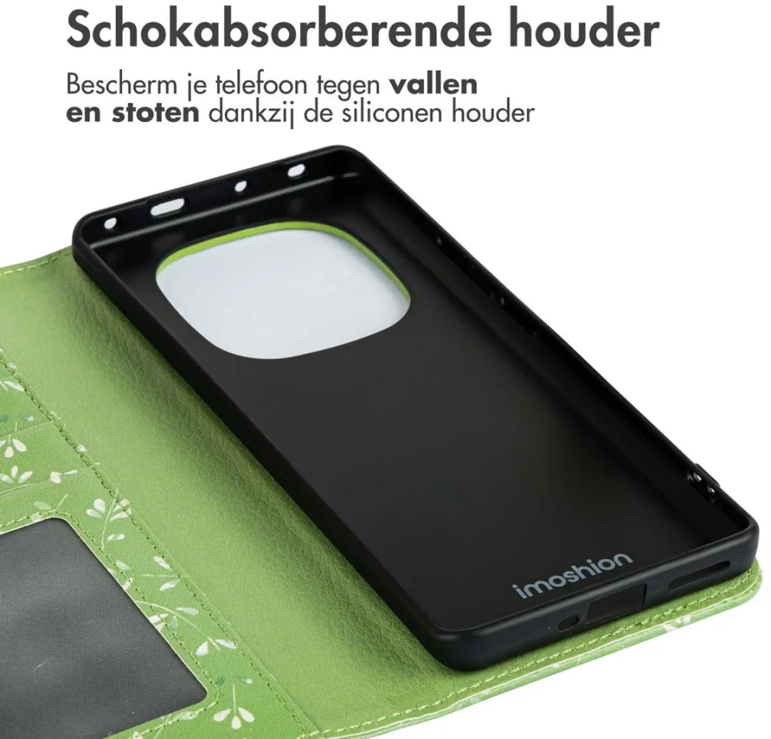 Imoshion Hoesje Xiaomi Redmi Note 14 Pro Plus 5G - Green Flowers - 3 Pasjes - afbeelding 5 van 6