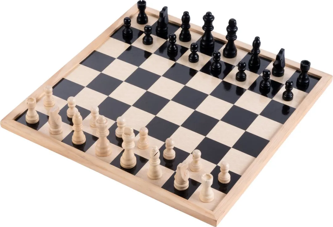 Houten dam- en schaakbord met schaakstukken en damstenen - compleet inclusief houten opberg kistjes