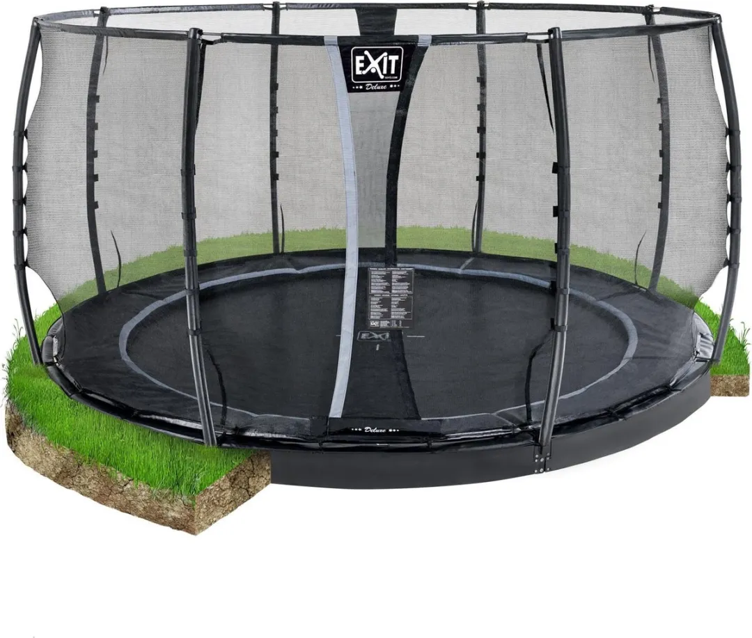 EXIT Dynamic Groundlevel Trampoline Ø427cm - Zwart