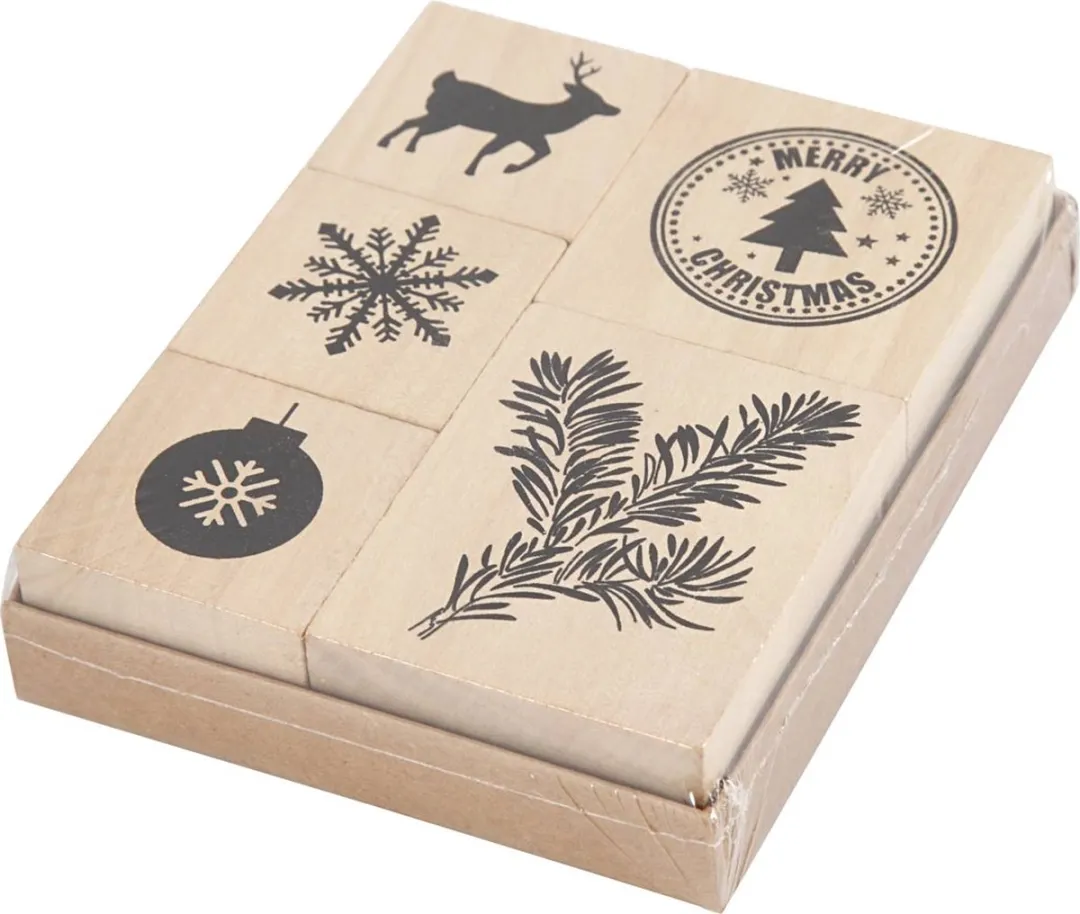 Creativ Company Houten Stempelset Kerstmis - 5 Stuks