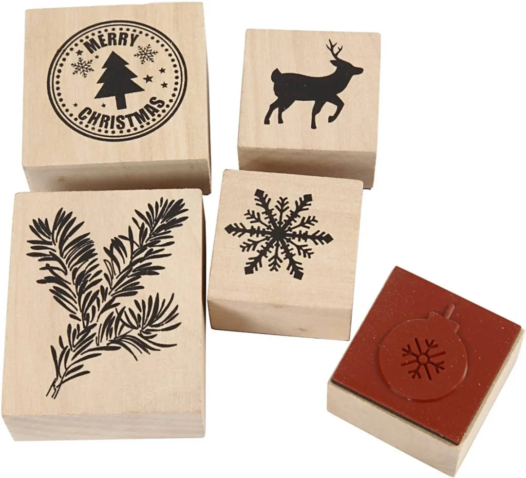 Creativ Company Houten Stempelset Kerstmis - 5 Stuks