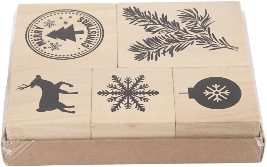 Creativ Company Houten Stempelset Kerstmis - 5 Stuks