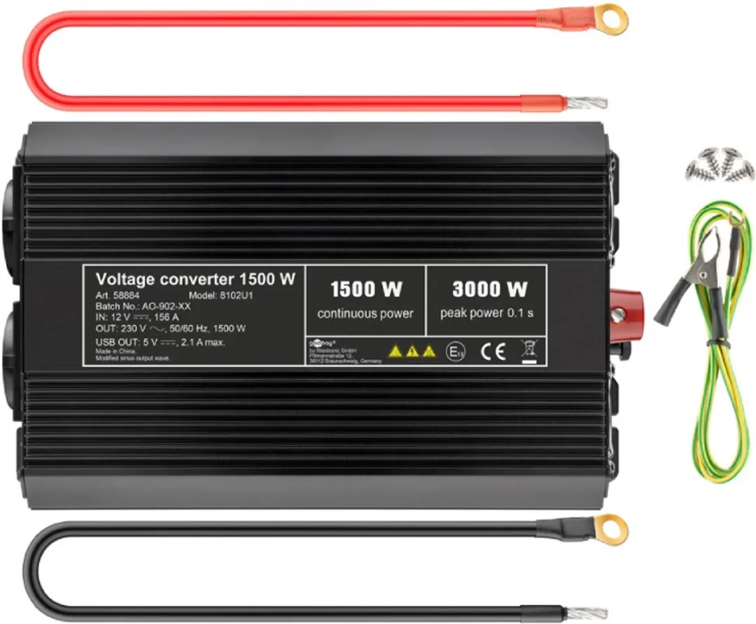 Goobay SPW IT Omvormer 1500W 58884 - 12V/DC naar 230V/AC