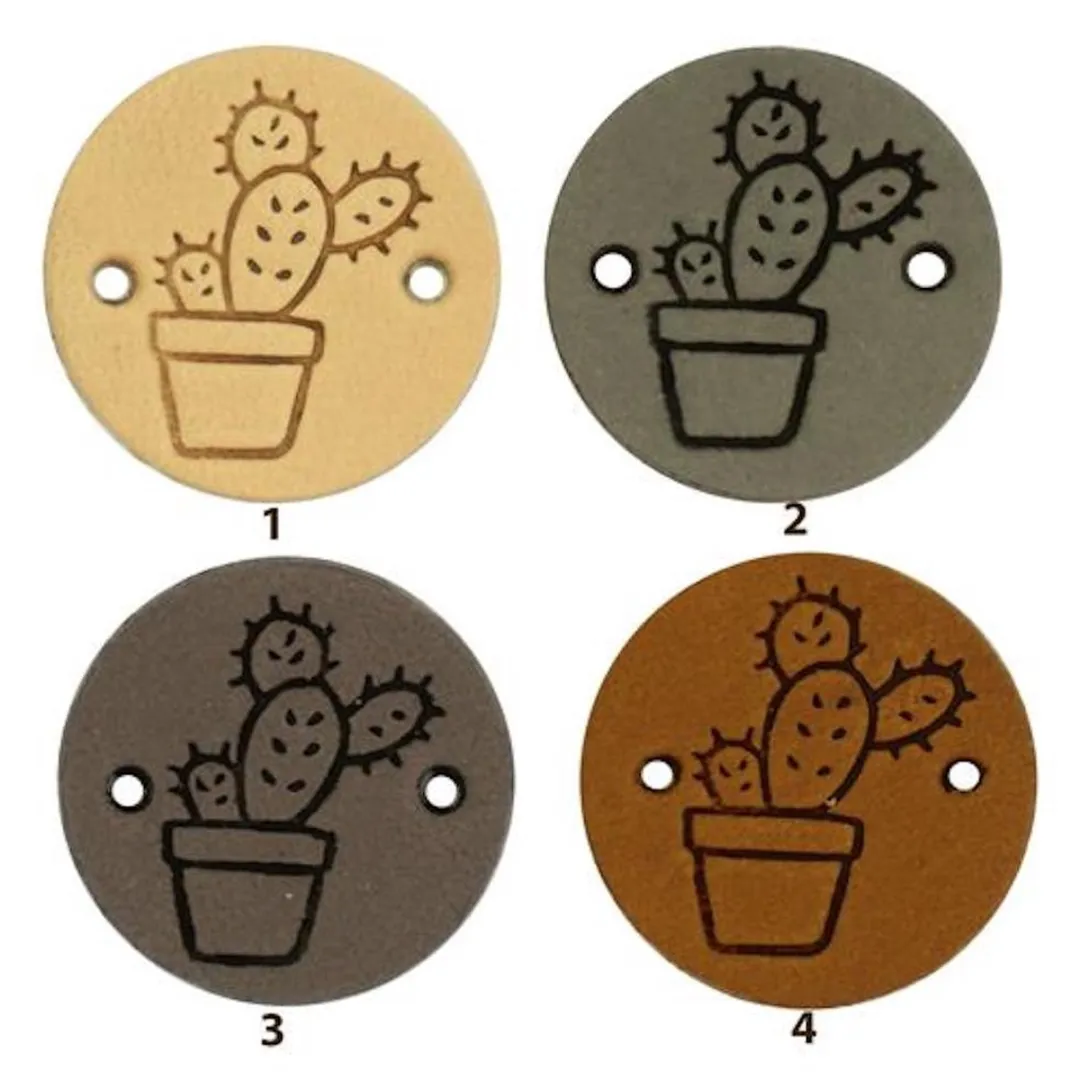 Durable Leren Label Cactusopdruk - 2 Stuks