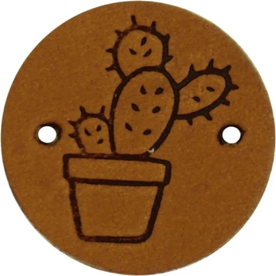 Durable Leren Label Cactusopdruk - 2 Stuks
