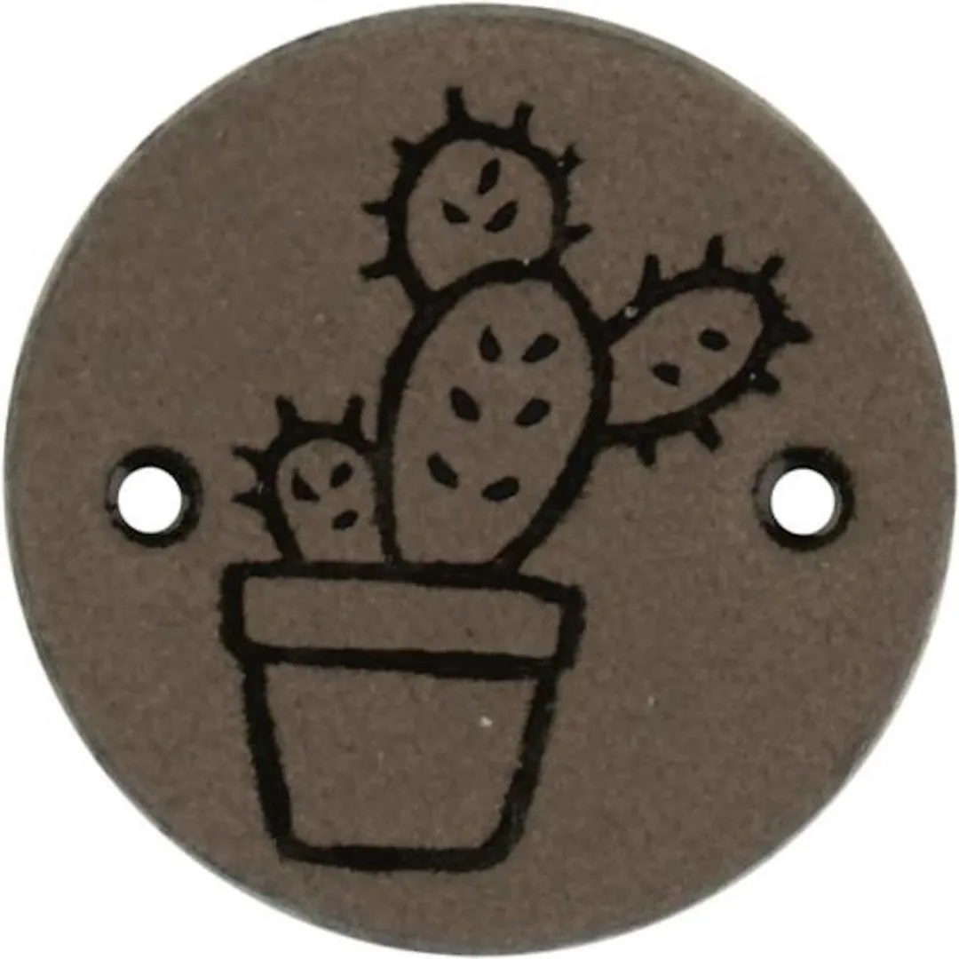 Durable Leren Label Cactusopdruk - 2 Stuks