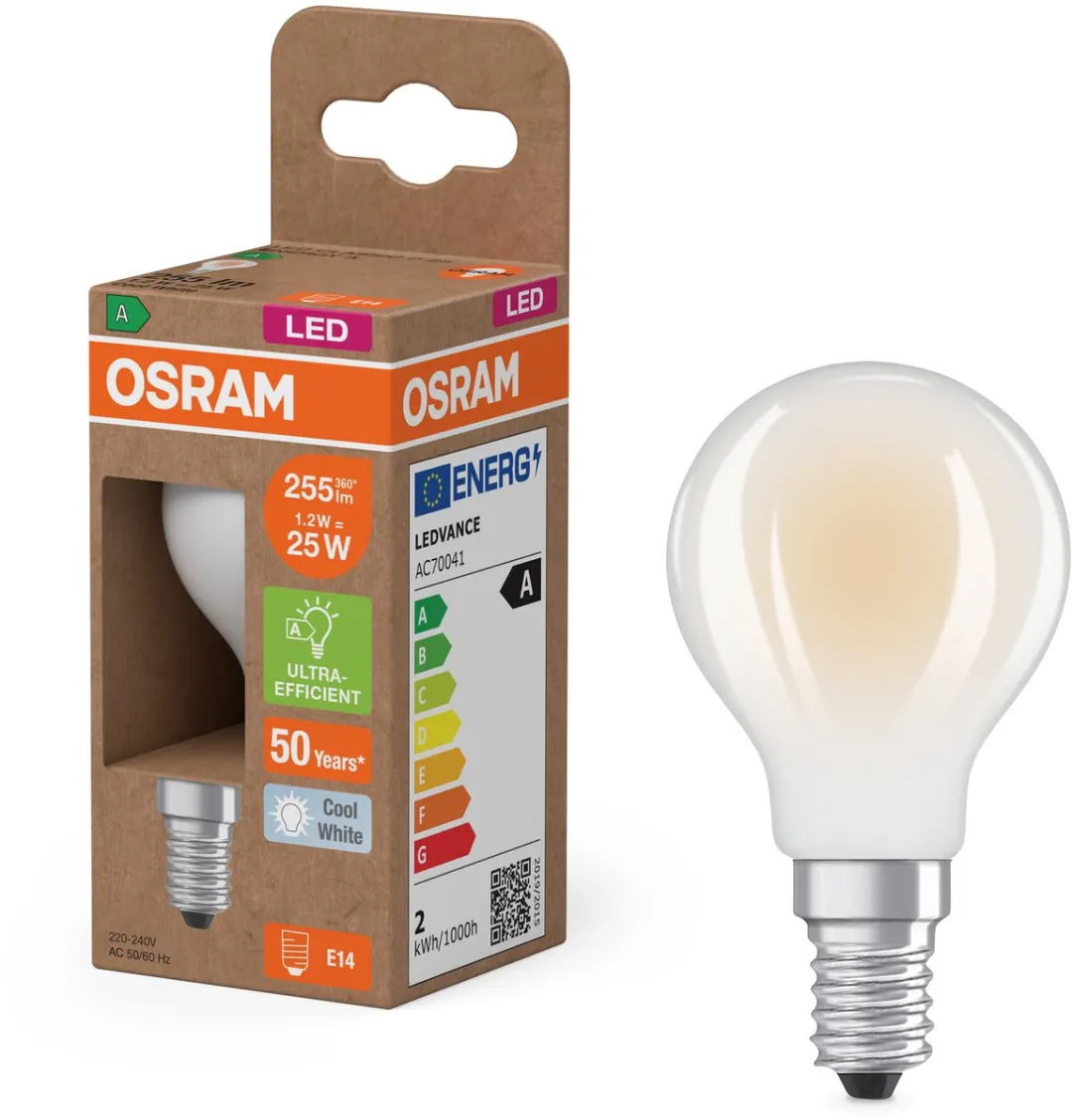 Osram LED Classic E14 Peer Filament 1.2W 255lm - Koel wit