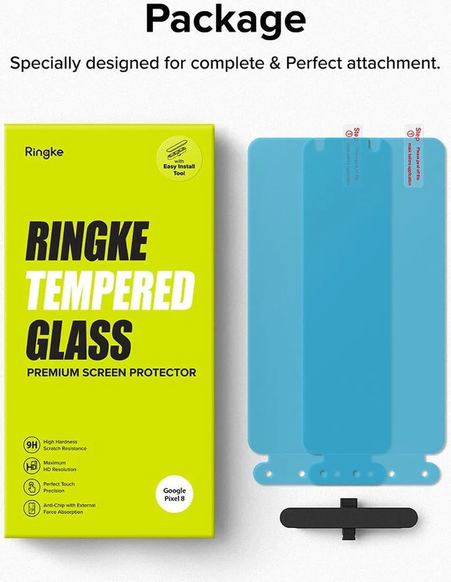 Ringke Google Pixel 8 Tempered Glass Screenprotector - 2 Stuks met Jig
