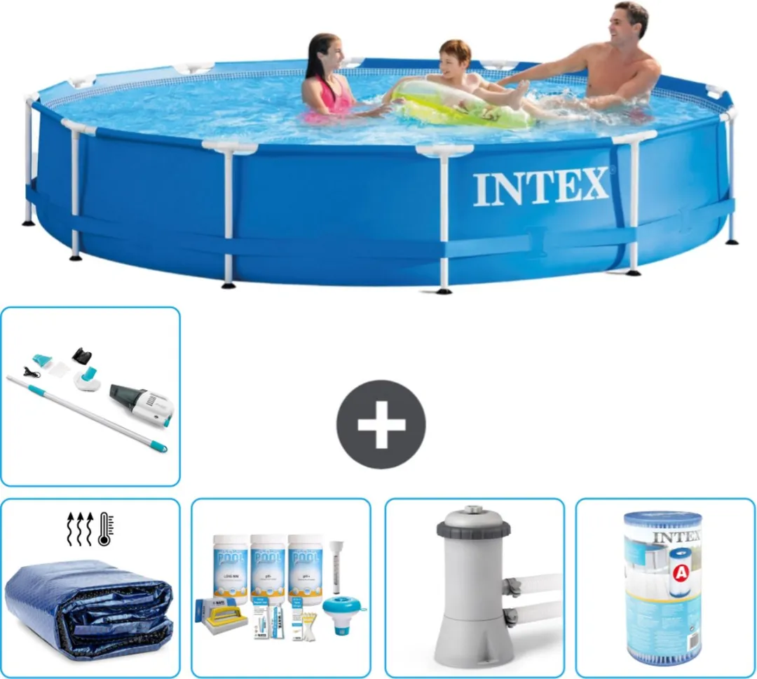 Intex 28210NP-Blauw Rond Frame Zwembad 366x76cm - Blauw