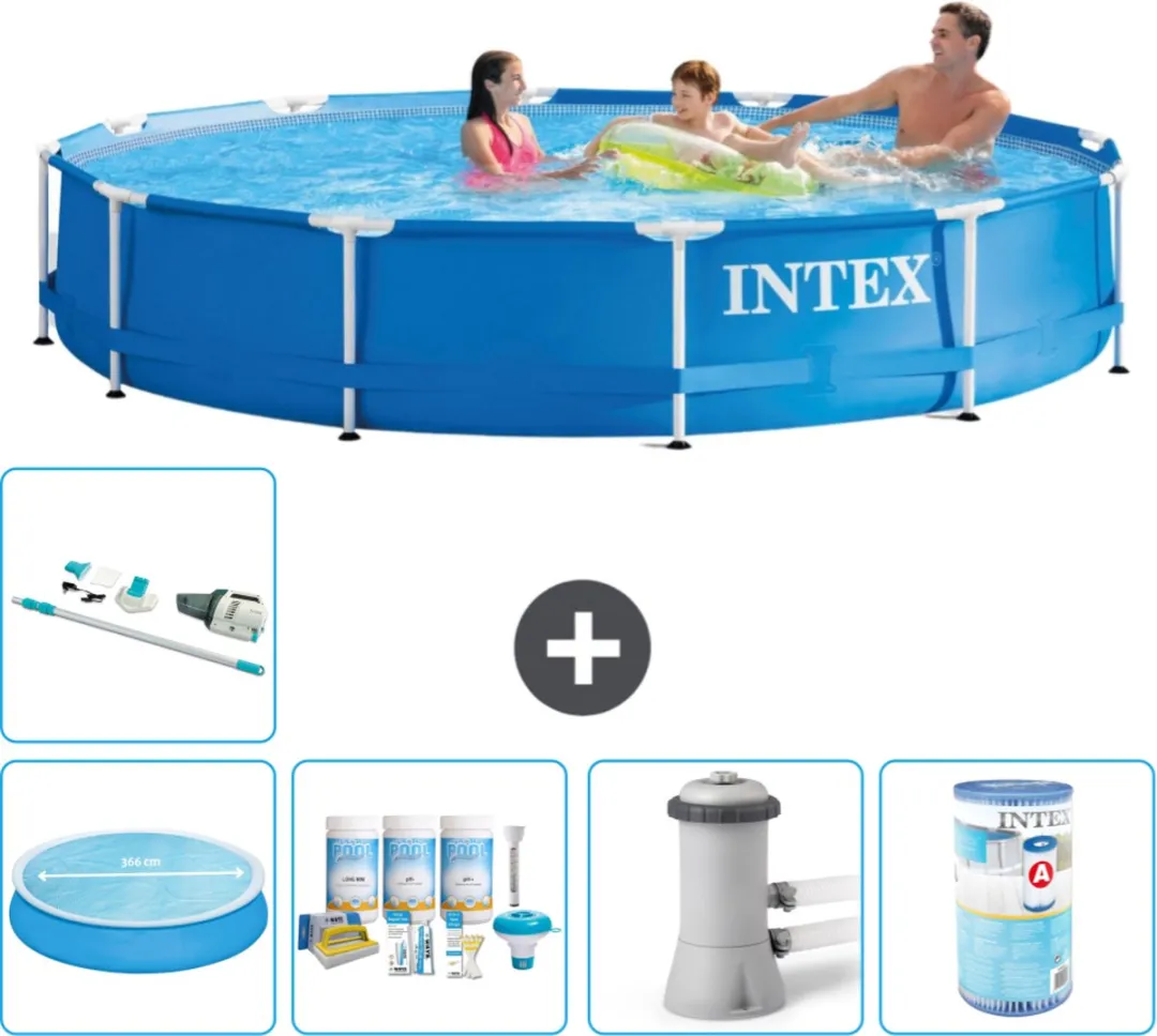 Intex 28210NP-Blauw Rond Frame Zwembad 366x76cm