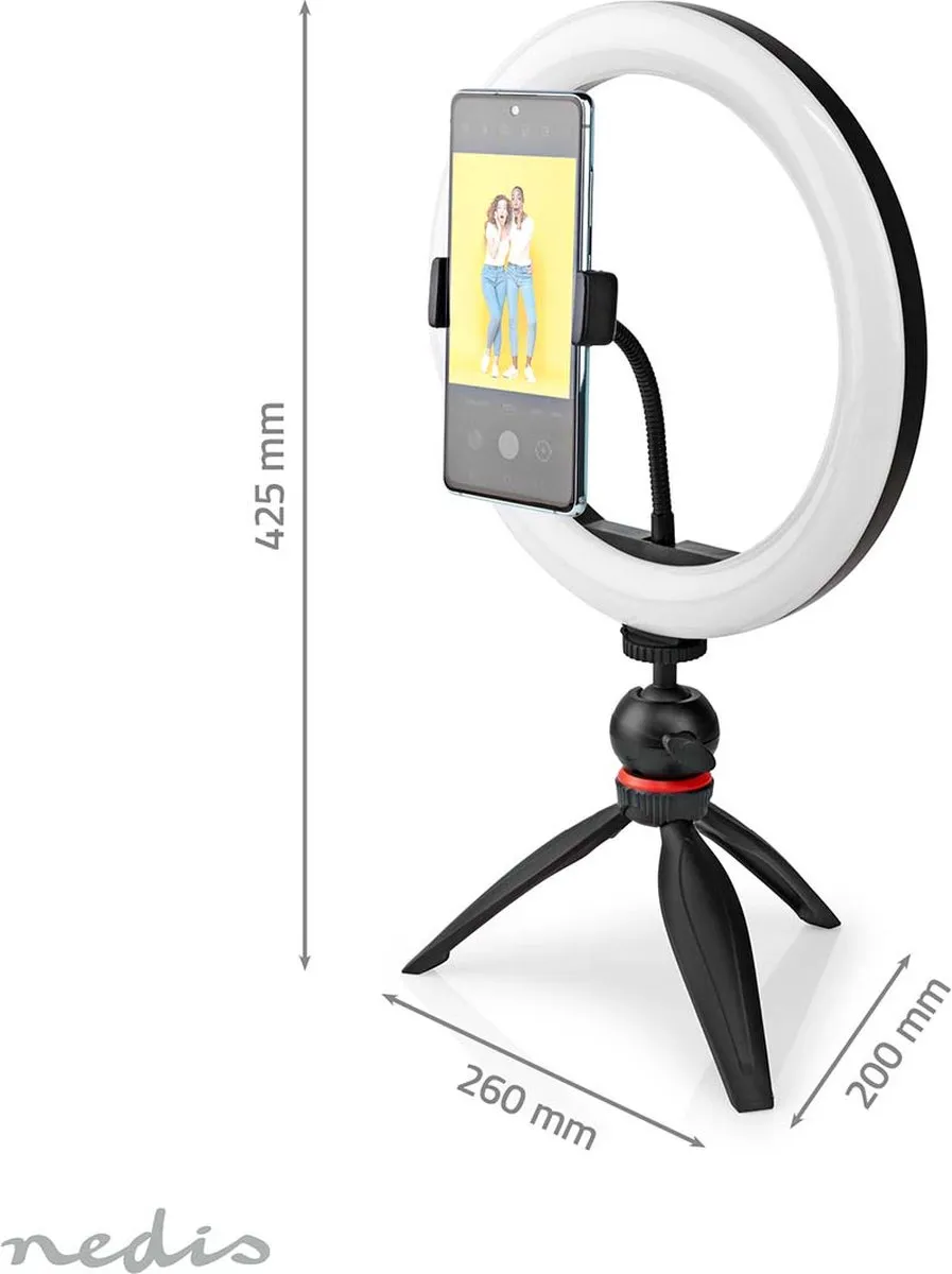 Nedis RLSTND100BK Ringlicht 10" - 120 LED - 2700-6700K - Zwart