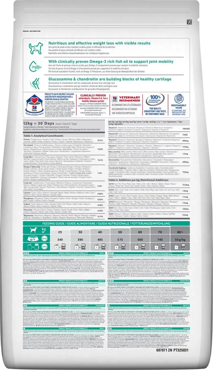 Hill's Science Plan Perfect Weight Large Breed Kip 12kg