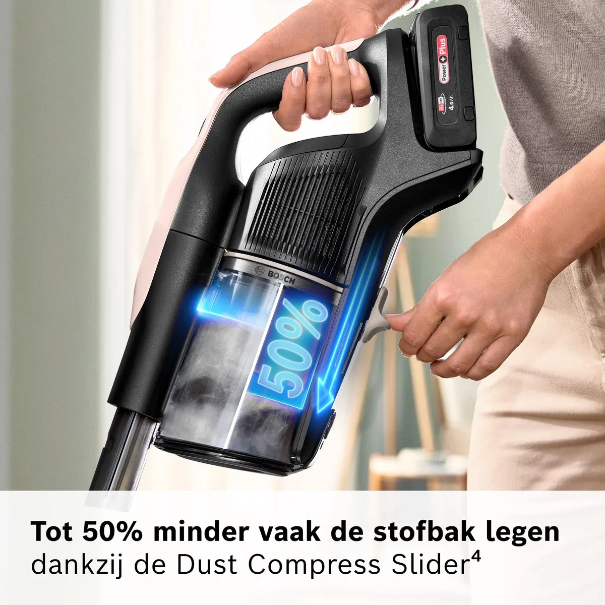 Bosch Unlimited 10 BBS1041RBA Steelstofzuiger - Grijs/Poederroze