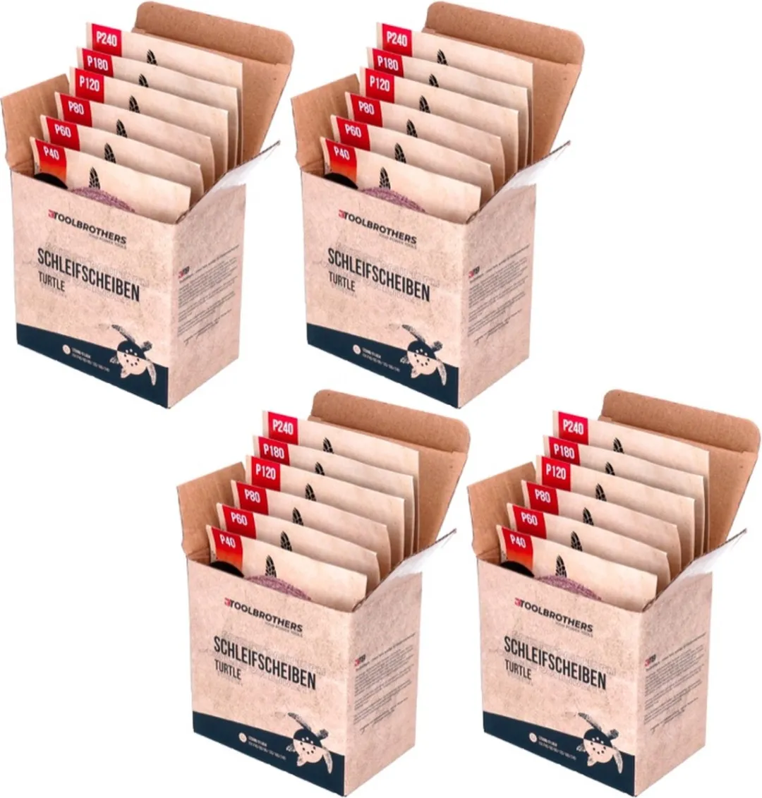 Toolbrothers TURTLE Schuurset 125mm - 240 Stuks (4x60) - P40/P60/P80/P120/P180/240 - afbeelding 3 van 6