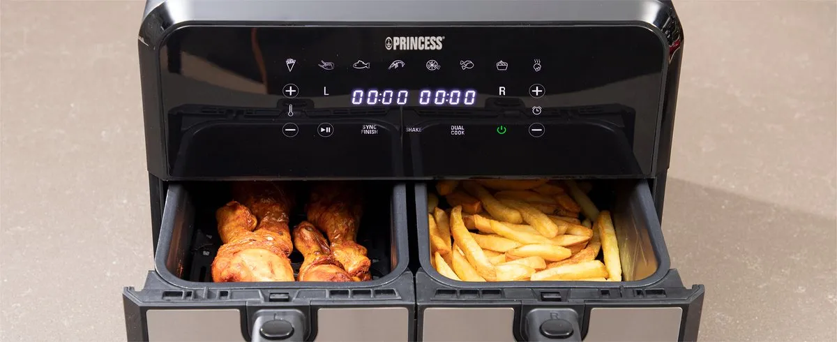 Princess Double Basket Airfryer 182074 - 2400W - 9L - 2 Manden - Zwart