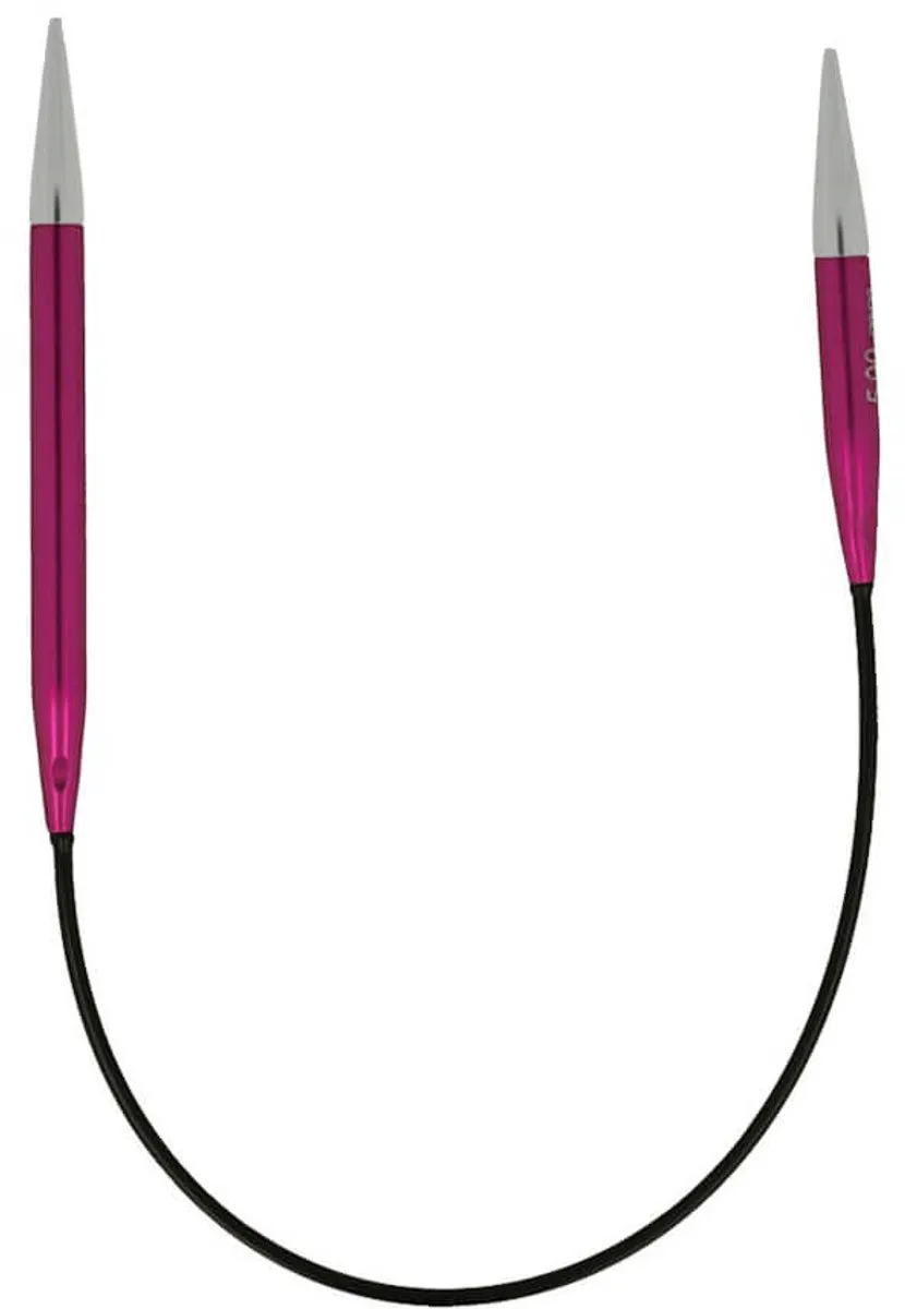 KnitPro Zing Rondbreinaalden 5.00mm - 25cm - Roze/Zwart