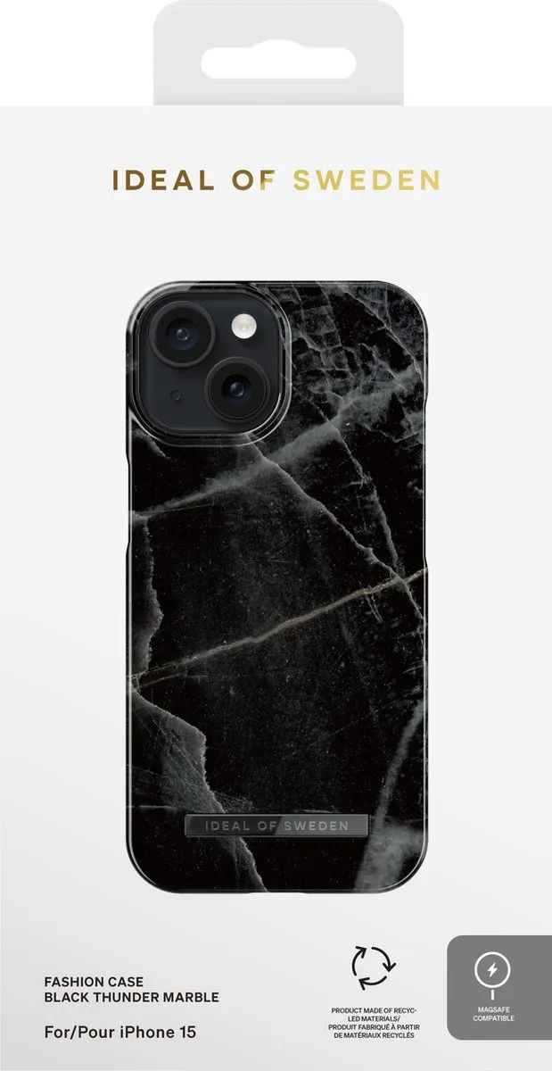 iDeal of Sweden iPhone 15 Backcover Black Thunder Marble - IDFCMS-I2361-358