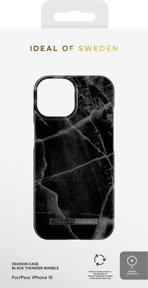 iDeal of Sweden iPhone 15 Backcover Black Thunder Marble - IDFCMS-I2361-358