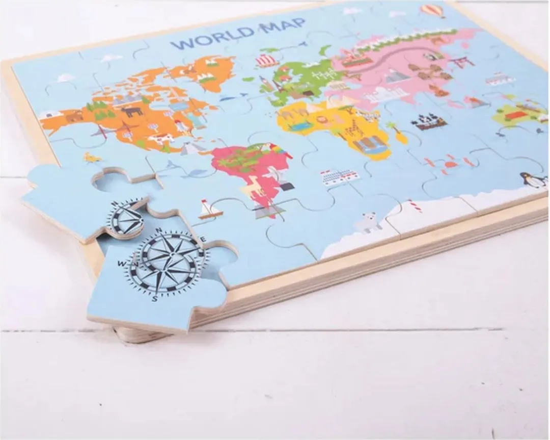 BIGJIGS Wereldkaart Puzzel 35 Stuks - Multicolor