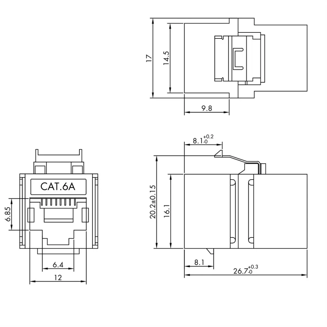 Value RJ-45 Keystone Koppeling Cat.6A - Zilver
