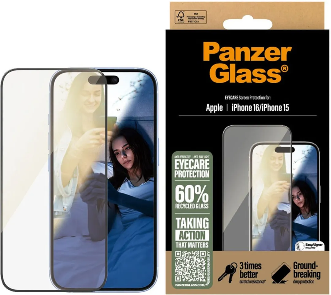 PanzerGlass EyeCare Ultra-Wide Fit Screen Protector geschikt voor iPhone 16