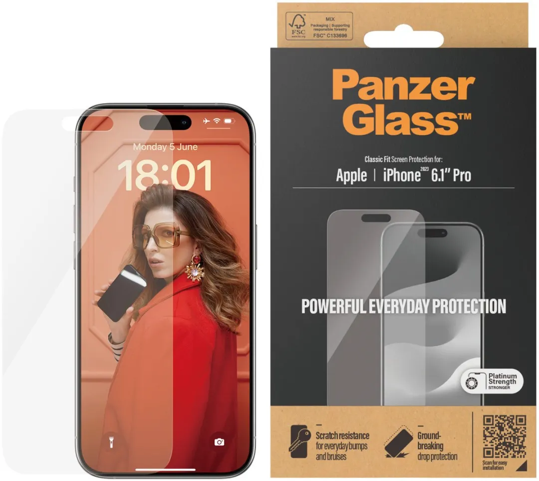 PanzerGlass Classic Fit iPhone 15 Pro Schermbeschermer - Case Friendly - afbeelding 6 van 6