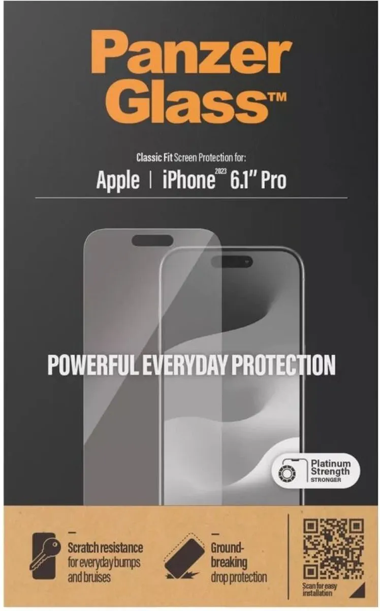 PanzerGlass Classic Fit iPhone 15 Pro Schermbeschermer - Case Friendly