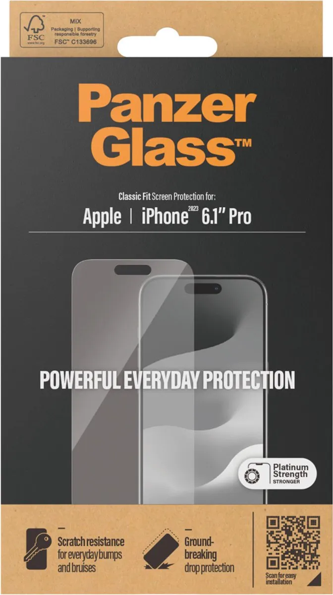 PanzerGlass Classic Fit iPhone 15 Pro Schermbeschermer