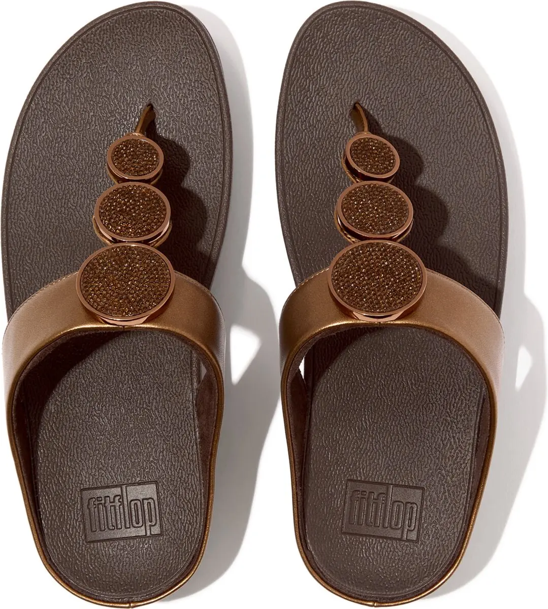 FitFlop Halo Bead-Circle Metallic Toe-Post Sandals BRONS