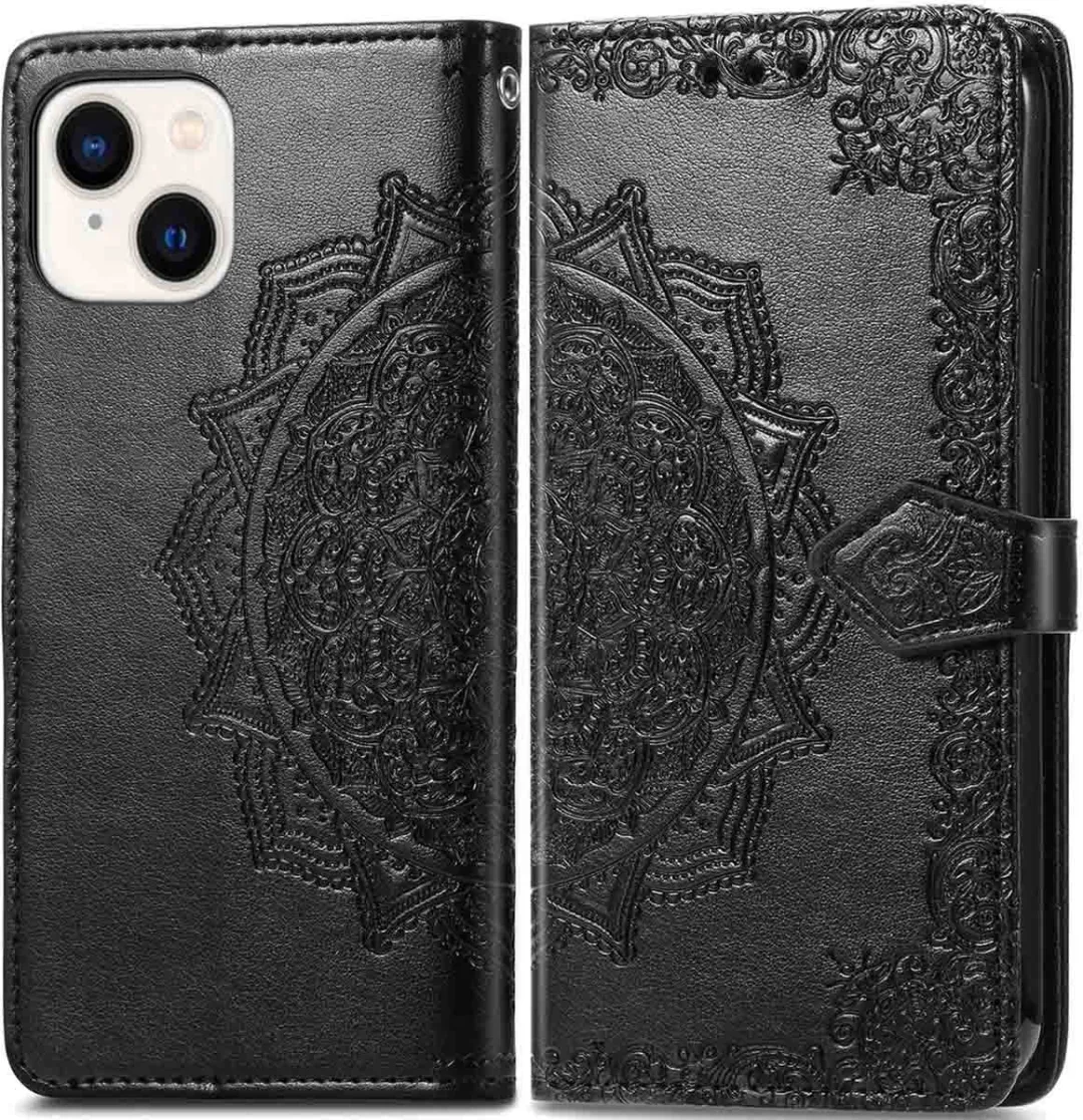 Imoshion Hoesje iPhone 13/14 Mandala Bookcase - 3 Pasjes - Zwart
