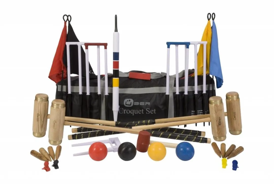 Ubergames Executive Croquet Set 4-persoons - Essen Hardhout Kunststof Ballen