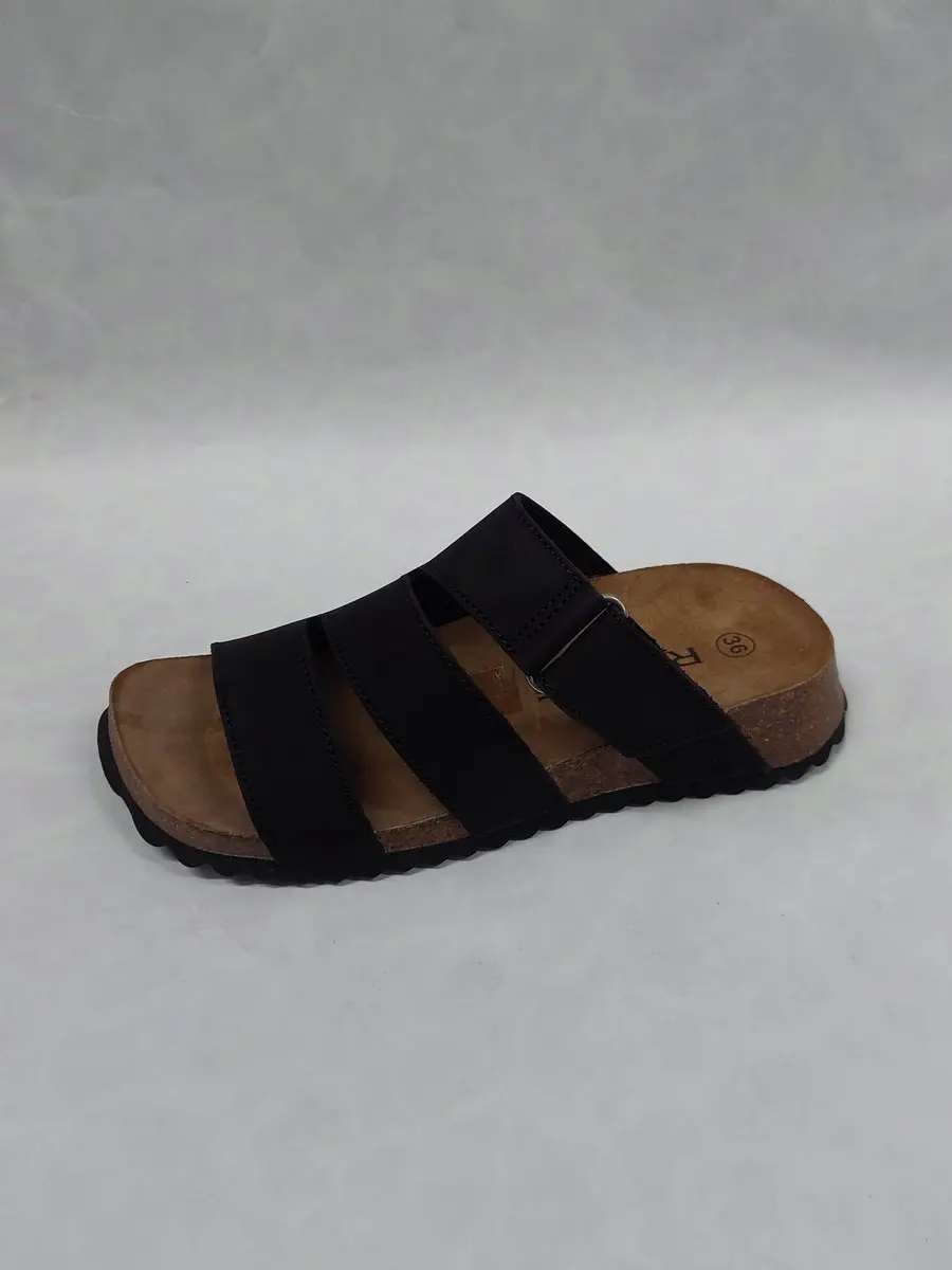 ROHDE 1412 / slippers met klittenband / zwart / maat 36