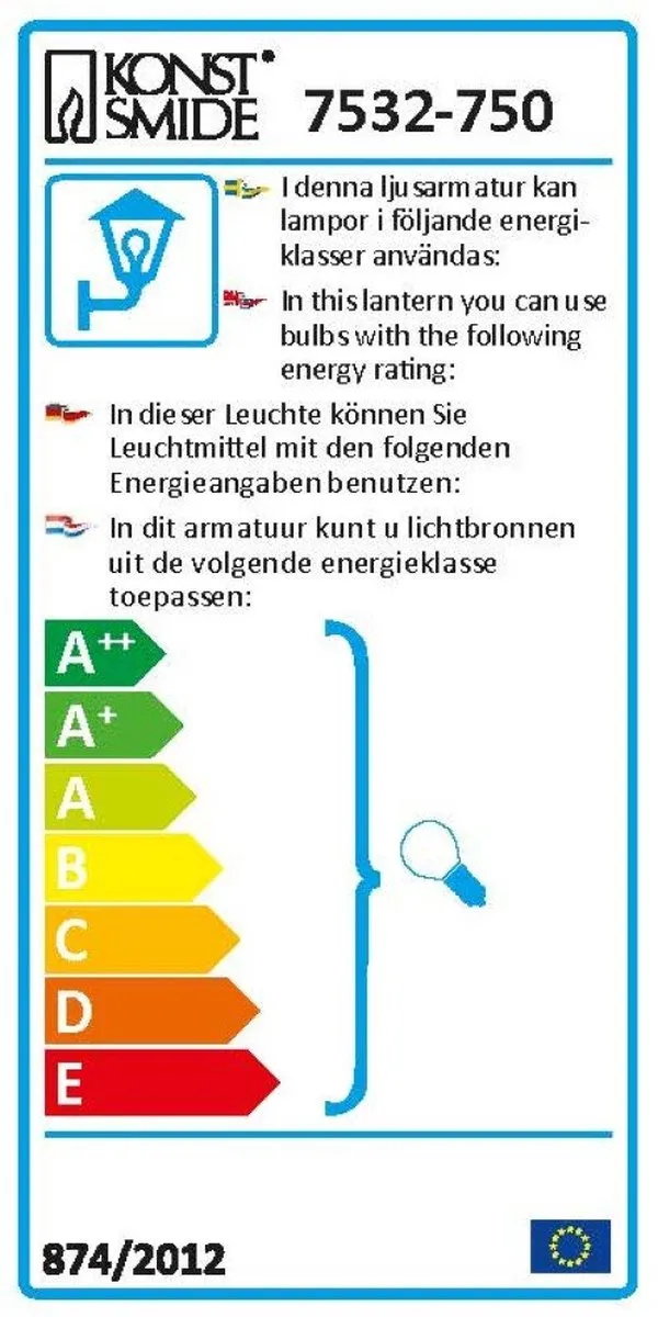 Konstsmide Terraslantaarn Bologna 50W - Zwart