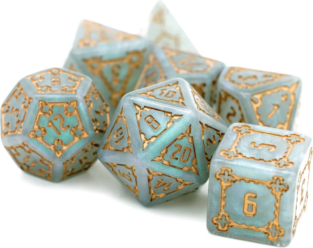 Lapi Toys D&D Polydice Set 7-delig - 25mm - Wit/Goud