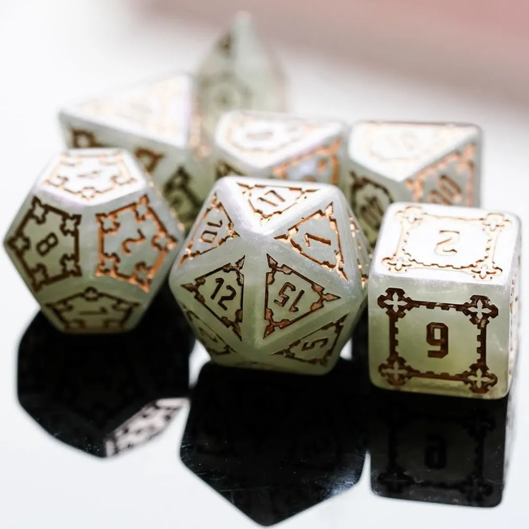 Lapi Toys D&D Polydice Set 7-delig - 25mm - Wit/Goud