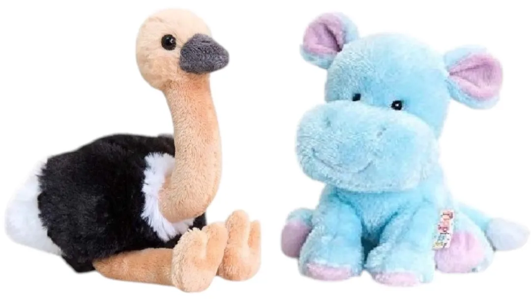 Keel Toys Pippins Knuffels Nijlpaard & Struisvogel - 14cm