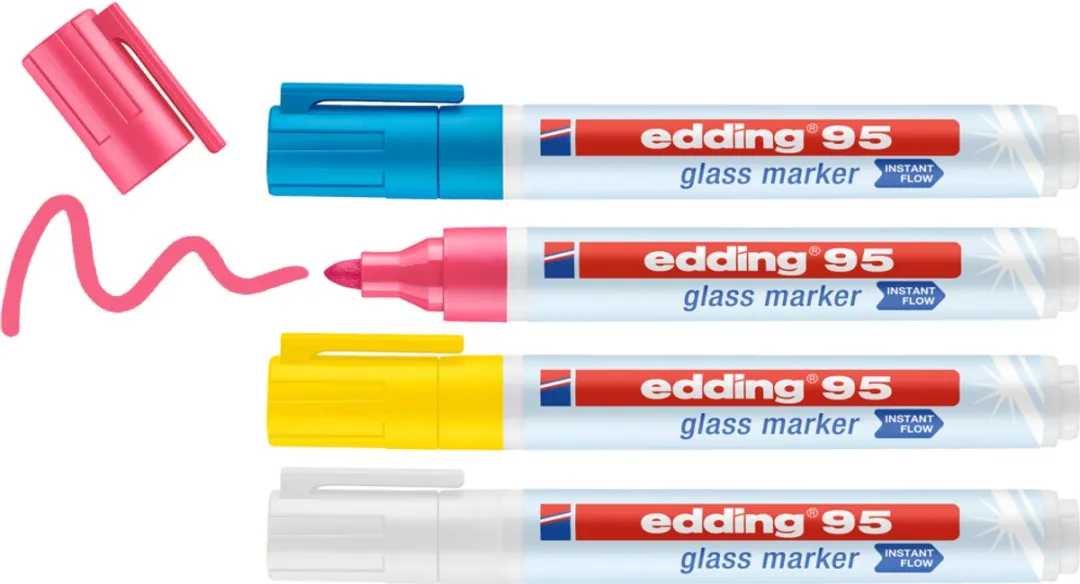 edding 95 Glasmarker Set 4 Stuks - Assorti