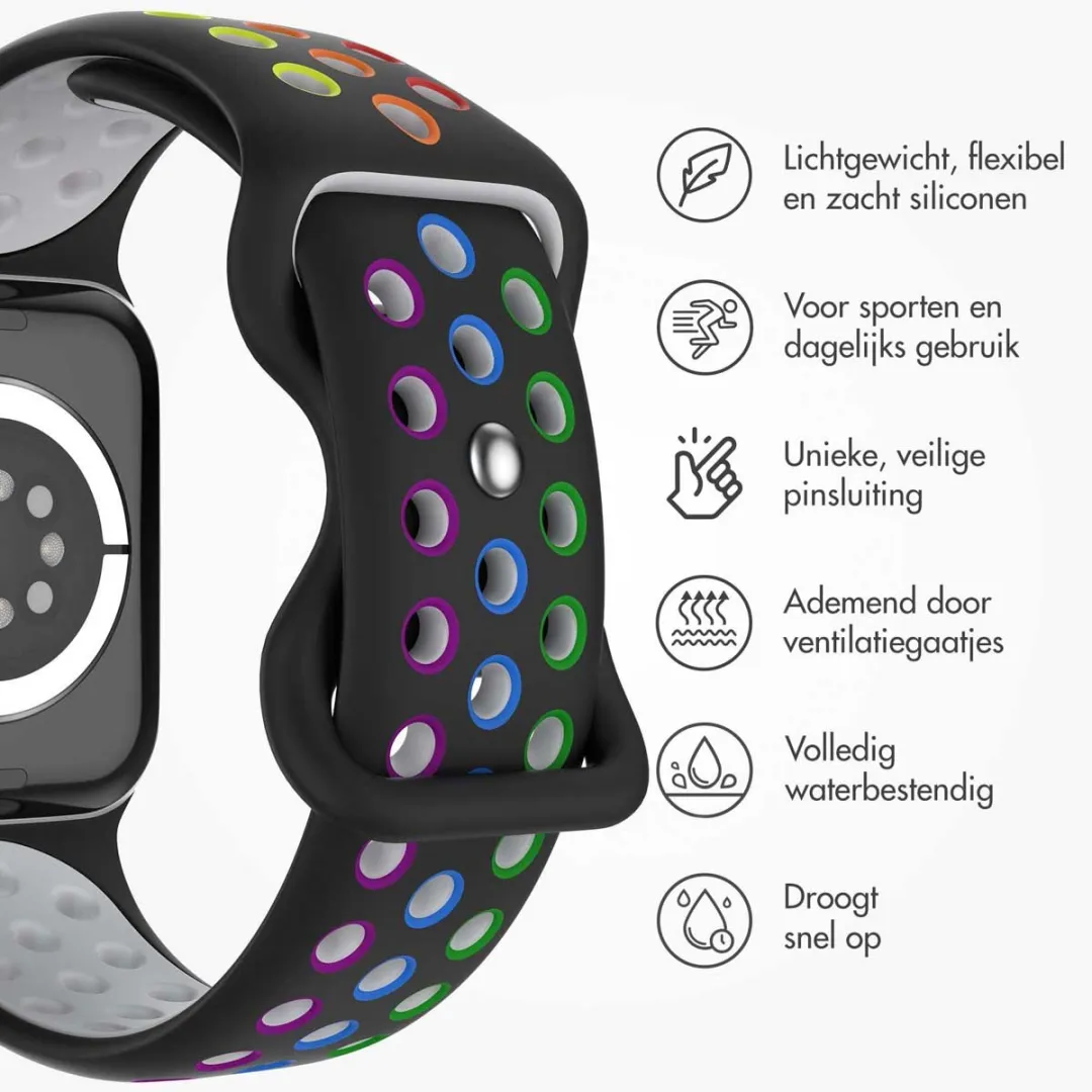 Imoshion Siliconen Sportband Apple Watch 44-49mm - Black Rainbow