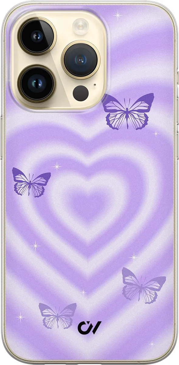 Casevibes Hoesje iPhone 14 Pro Retro Hart Vlinder
