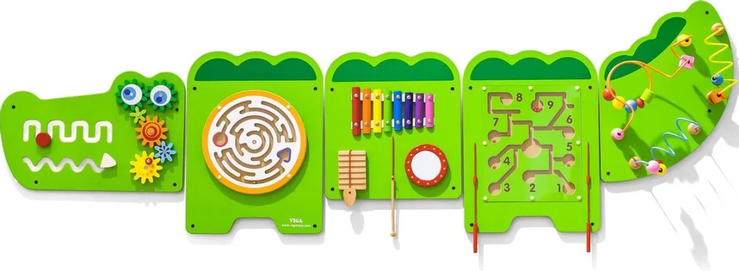 Viga Toys Houten Wandspeelbord Krokodil 187cm