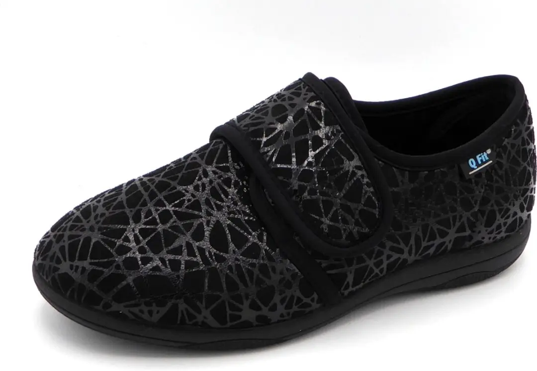 Q-Fit Medical Dames Pantoffel Geneve 2 - Zwart/Print - 37 - afbeelding 4 van 6