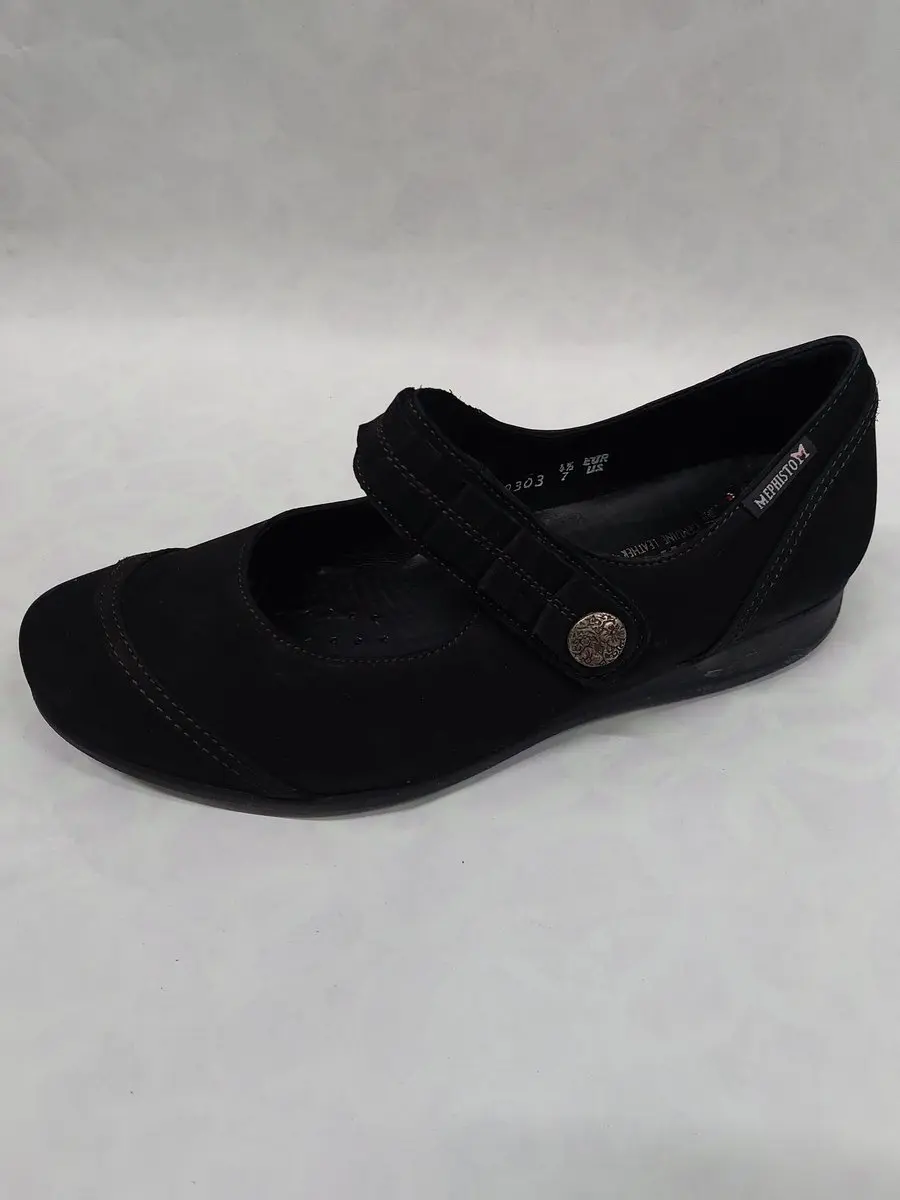 MEPHISTO GERDINA / instappers met klittenband / zwart / maat 37,5 (4,5)