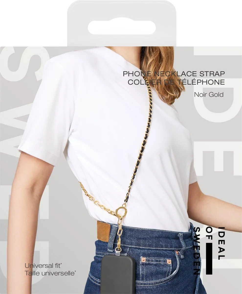 iDeal of Sweden Chain Strap Noir Gold Telefoonkoord - Universeel