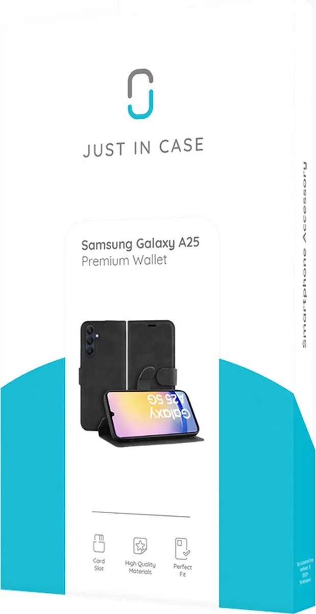 Just in Case Bookcase Hoesje Samsung Galaxy A25 - 4 Pasjes - Zwart - afbeelding 6 van 6