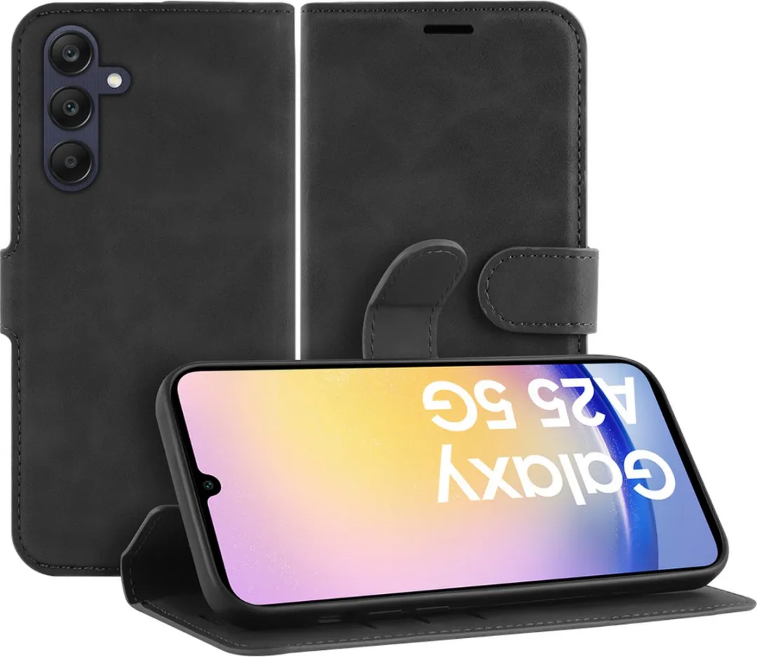 Just in Case Bookcase Hoesje Samsung Galaxy A25 - 4 Pasjes - Zwart