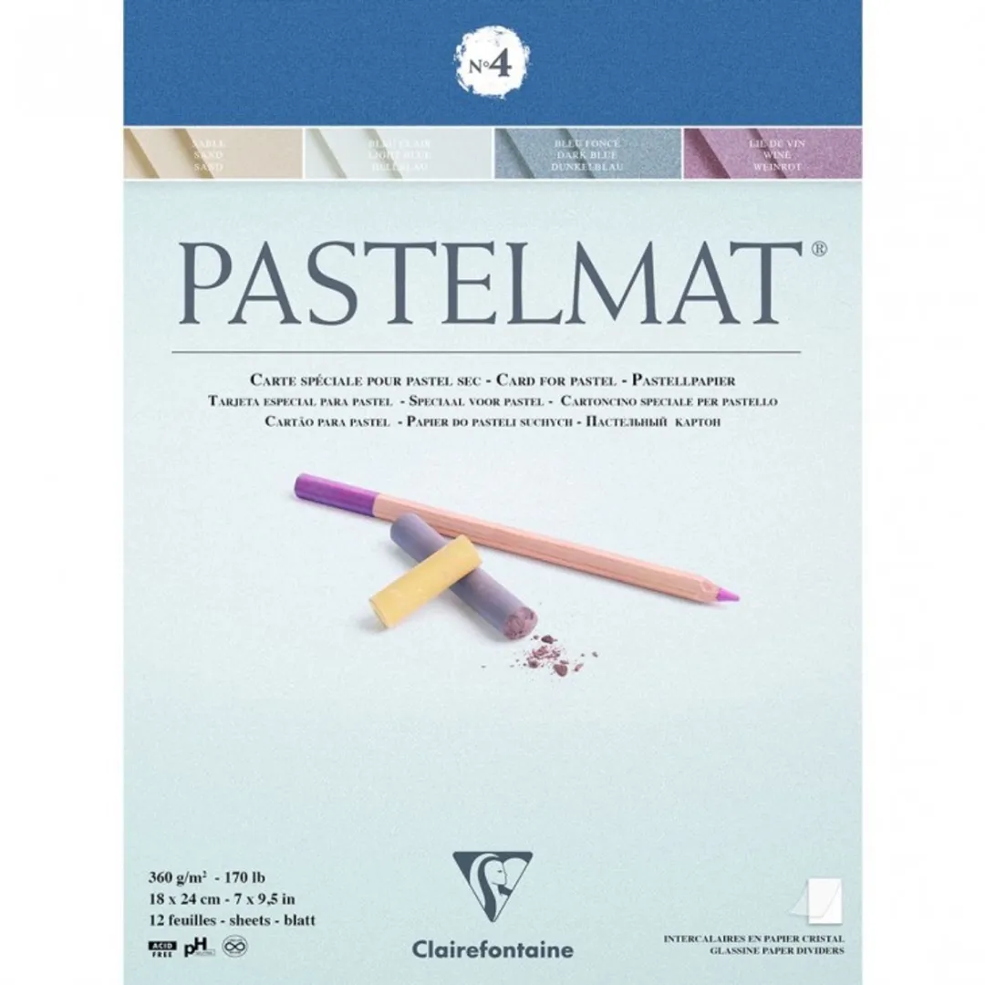 Clairefontaine Pastelmat nr 4 - 12 Vel - 4 Kleuren - 18x24cm