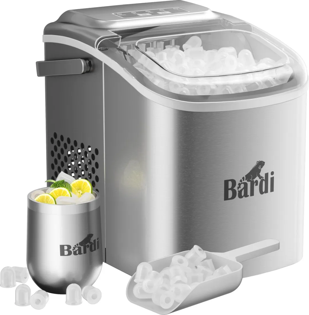 Bardi Deluxe ijsblokjesmachine – ijsblokmaker – Inclusief Luxe Thermosbeker en IJsschep – RVS
